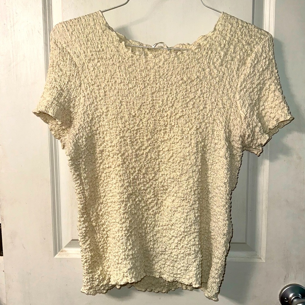 CYRUS Textured Cream Short Sleeve Top